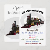 Invitation Illustration de la locomotive à vapeur (Devant / Derrière)