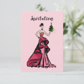 Invitation Illustration de la mode de Noël avec arbre (Debout devant)