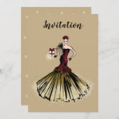 Invitation Illustration de la mode de Noël avec colis (Devant / Derrière)