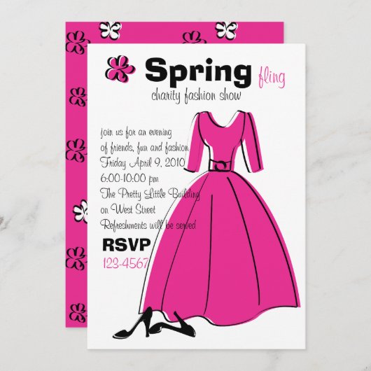 Invitation Illustration de la mode du printemps (Devant / Derrière)