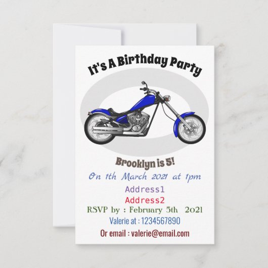 Invitation Illustration de la moto à hélico (Devant)