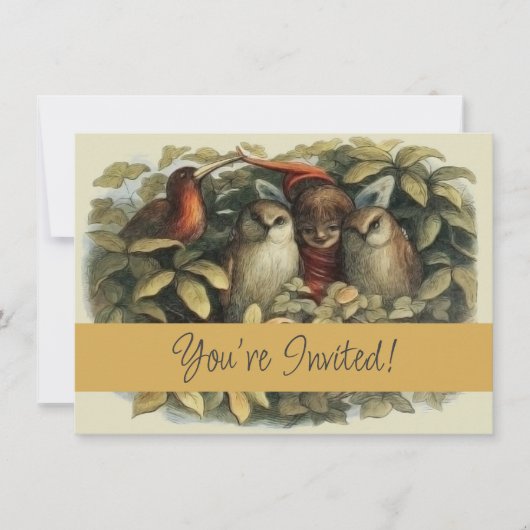 Invitation Illustration de la nature des hiboux et des fées d (Devant)