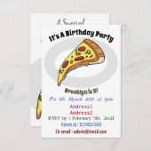 Invitation Illustration de la pizza (Devant / Derrière)