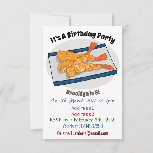 Invitation Illustration de la tempura crevette (Devant)