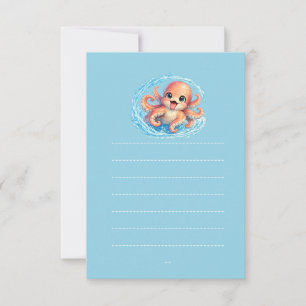 Invitation Illustration de la vie marine kawaii de la pieuvre