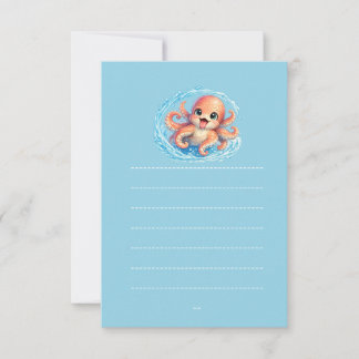 Invitation Illustration de la vie marine kawaii de la pieuvre