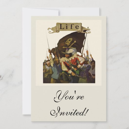 Invitation Illustration de la vie vintage des pirates (Devant)