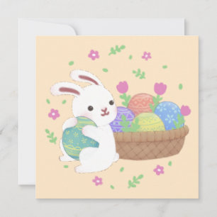 Invitation Illustration de lapin de Pâques mignon