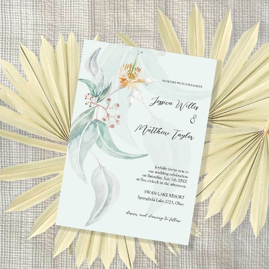 Invitation Illustration de l'aquarelle Boho Mint Eucalyptus