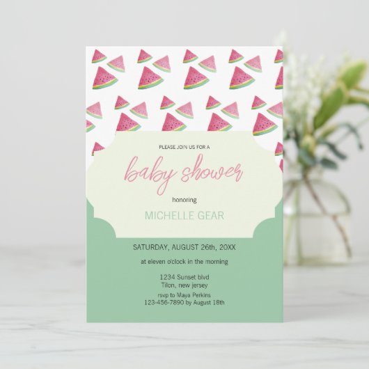 Invitation Illustration de l'aquarelle de la pastèque moderne (Debout devant)