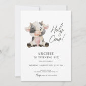Invitation Illustration de l'aquarelle de la vache sainte fêt (Devant)