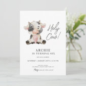 Invitation Illustration de l'aquarelle de la vache sainte fêt (Debout devant)