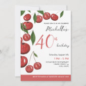 Invitation Illustration de l'aquarelle des cerises douces (Devant)