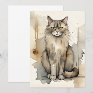 Invitation Illustration de l'aquarelle du Maine Coon