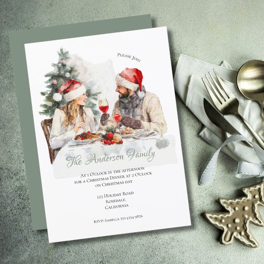 Invitation Illustration de l'aquarelle Festive Family Gatheri