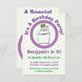 Invitation Illustration de lave-linge mignonne (Devant / Derrière)