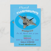 Invitation Illustration de l'avion de chasse (Devant / Derrière)