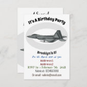 Invitation Illustration de l'avion de chasse (Devant / Derrière)