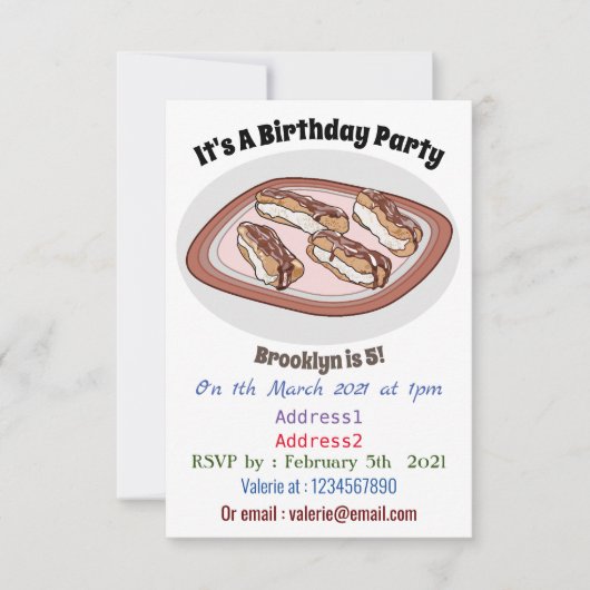 Invitation Illustration de l'éclair de chocolat (Devant)