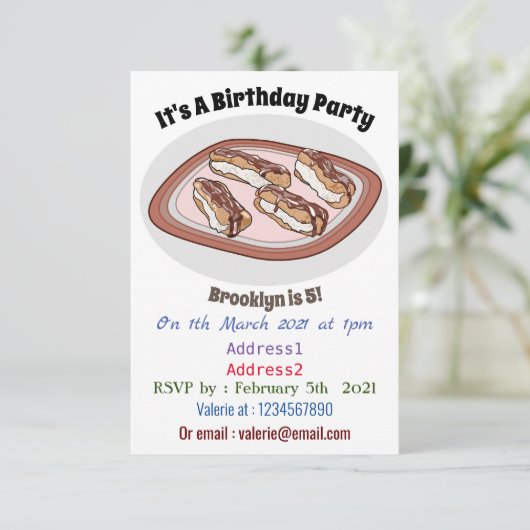 Invitation Illustration de l'éclair de chocolat (Debout devant)