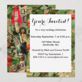 Invitation Illustration de l'esprit de Noël présent Scrooge (Devant / Derrière)