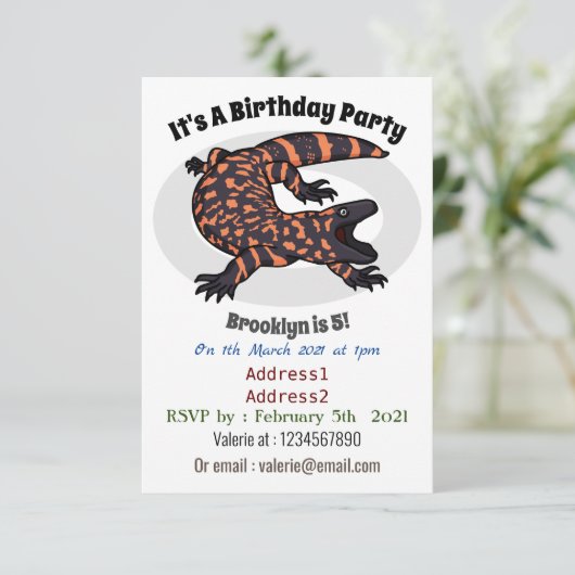 Invitation Illustration de lézard géant affamé (Debout devant)