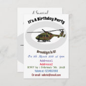 Invitation Illustration de l'hélicoptère de l'armée (Devant / Derrière)