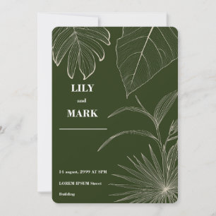 Invitation Illustration de ligne de plantes tropicaux.