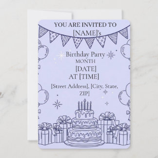 Invitation Illustration de ligne pour célébration d'anniversa