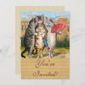 Invitation Illustration de l'oie des trois petits chatons (Devant / Derrière)