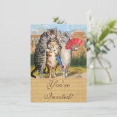 Invitation Illustration de l'oie des trois petits chatons (Debout devant)