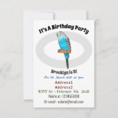 Invitation Illustration de l'oiseau bleu budgerigar (Devant)