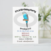 Invitation Illustration de l'oiseau bleu budgerigar (Debout devant)