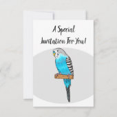 Invitation Illustration de l'oiseau bleu budgerigar (Dos)