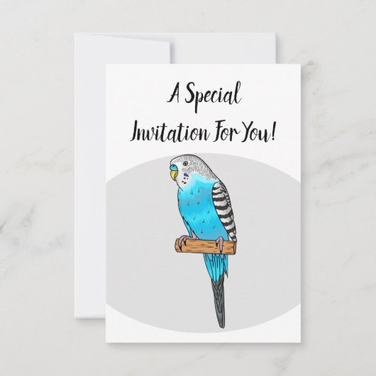 Invitation Illustration de l'oiseau bleu budgerigar (Dos)