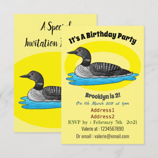 Invitation Illustration de Loon bird (Devant / Derrière)