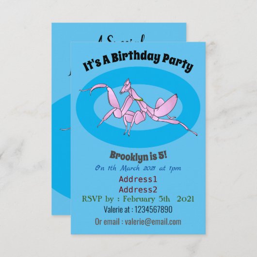 Invitation Illustration de l'orchidée mante (Devant / Derrière)