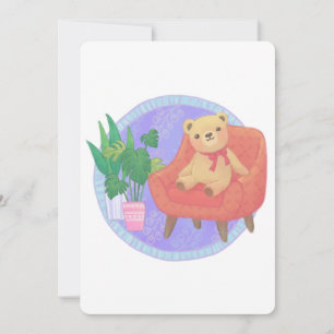 Invitation Illustration de l'ours et du mobilier en peluche