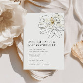 Invitation Illustration de Magnolia blanc Mariage minimal mod