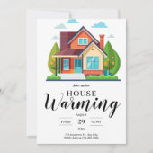 Invitation Illustration de maison moderne verte marron pour p (Devant)