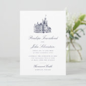 Invitation Illustration de mariage avec écriture élégante de (Debout devant)