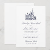 Invitation Illustration de mariage avec écriture élégante de (Devant / Derrière)