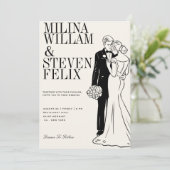 Invitation Illustration de mariage classique de mariés (Debout devant)