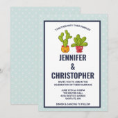 Invitation Illustration de mariage de deux cactus mignons (Devant / Derrière)