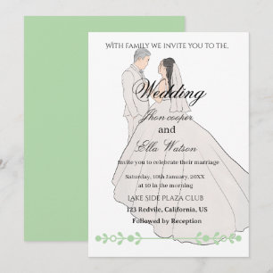 Invitation Illustration de mariage minimaliste de la mariée e