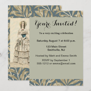 Invitation Illustration de mariage victorien vintage 1844