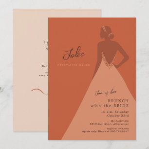 Invitation Illustration de mariée moderne en terre cuite pour