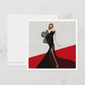 Invitation Illustration de mode de dame sur tapis rouge (Devant / Derrière)