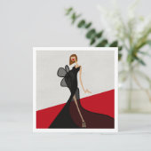 Invitation Illustration de mode de dame sur tapis rouge (Debout devant)