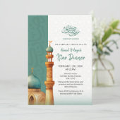 Invitation Illustration de mosquée à l'aquarelle pour le dîne (Debout devant)